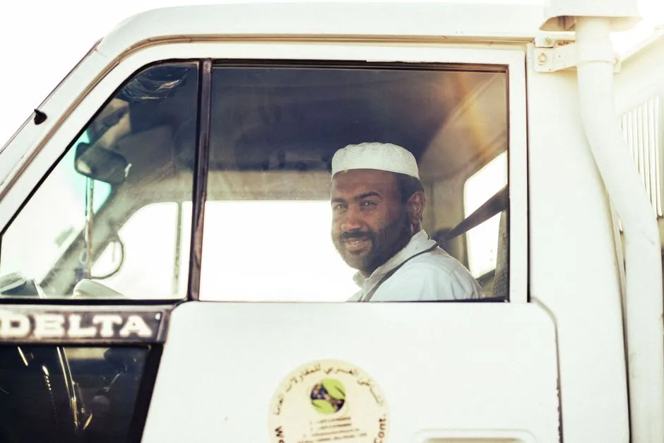 Driver at the wheel of a commercial truck