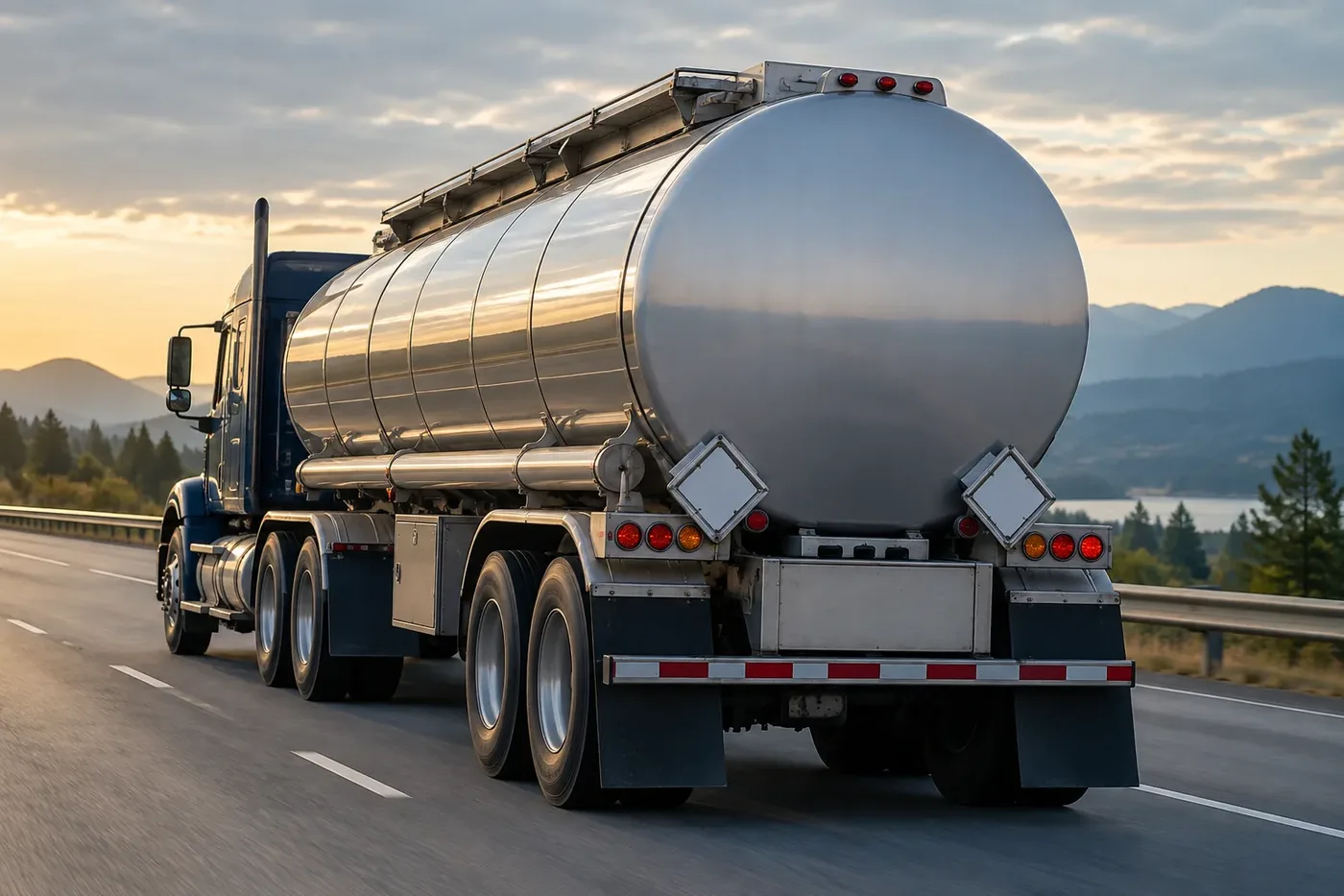 Illustration of a placarded tanker truck representing hazardous-materials transport